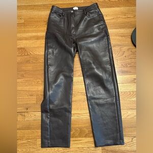 Aritzia Wilfred Brown Leather Pants
